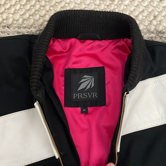 PRSVR Uptown Flight Suit Bomber Jacket w/ Cross Body Leather Stripes - Picture 6 of 9